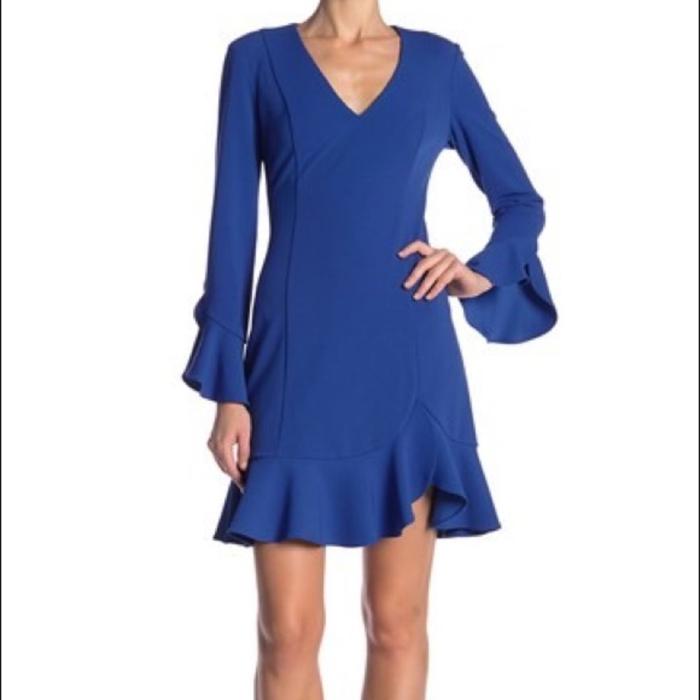 Donna Morgan Blue Creep Ruffled dress